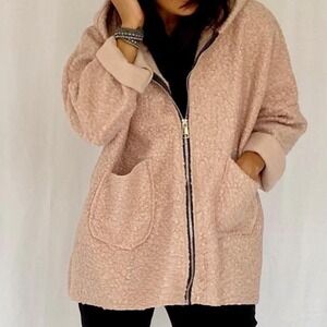 MADE IN ITALY pink Boucle jacket full zip pockets one size polyester‎ Lana blend